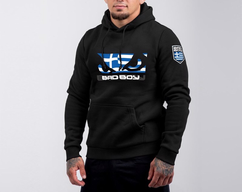 BAD BOY greek flag HOODIE - black